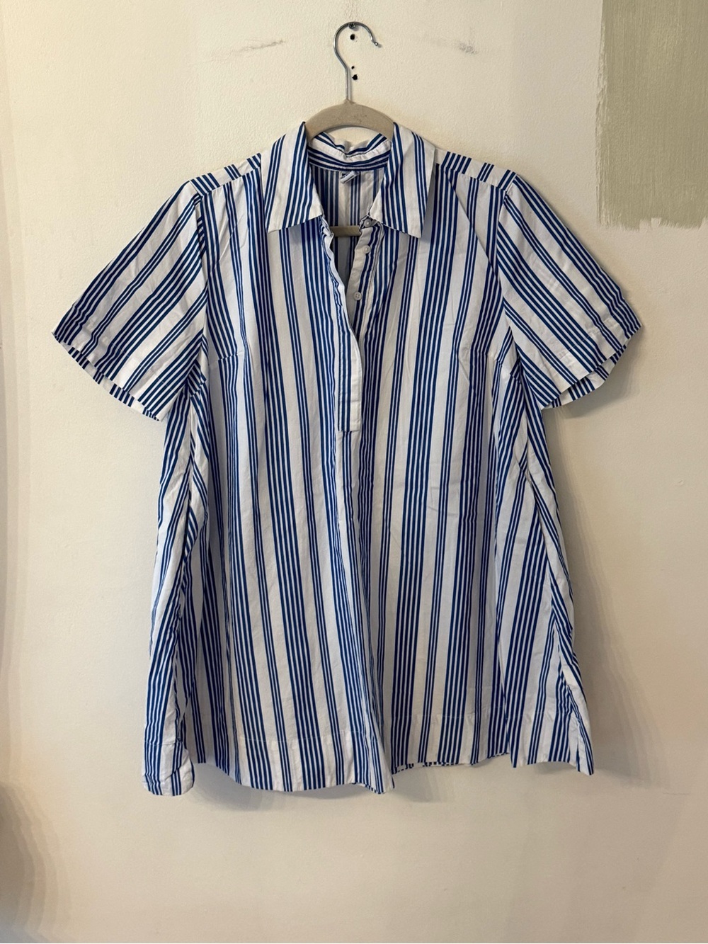 Blue & White Striped Short-Sleeve Mini Dress